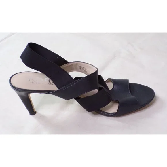 MICHAEL KORS Leather Heel Sandal Pumps Shoes Black 11 - Picture 5 of 7